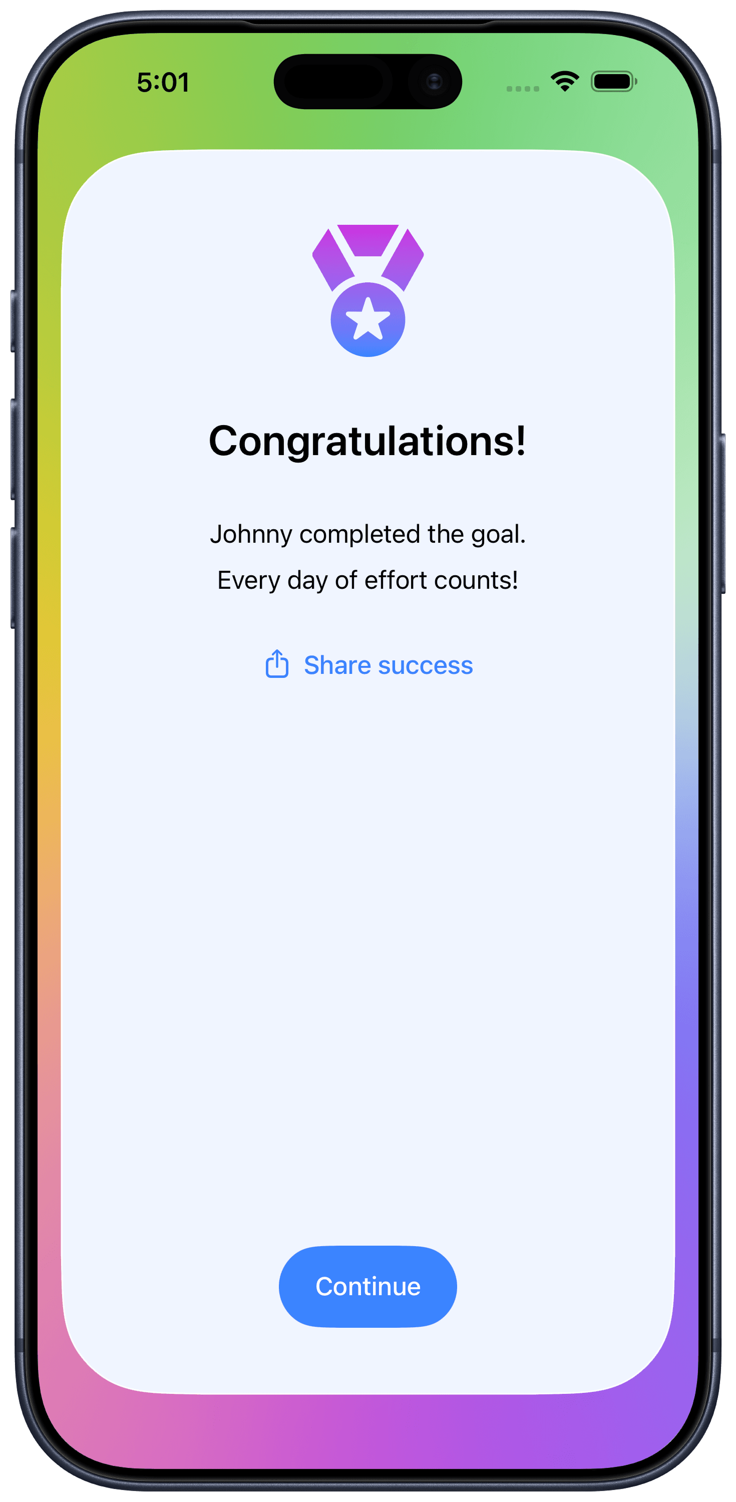 Kidmet celebration card screen